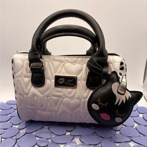 Betsey Johnson “Luv Betsey”  Harley Mini Black and White Heart Satchel